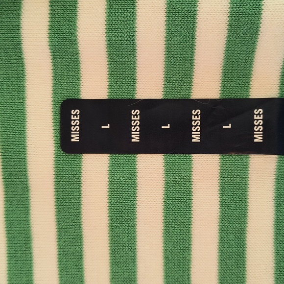 Lands" End NWT Green White striped button down knit cardigan Womens size L - Picture 9 of 14